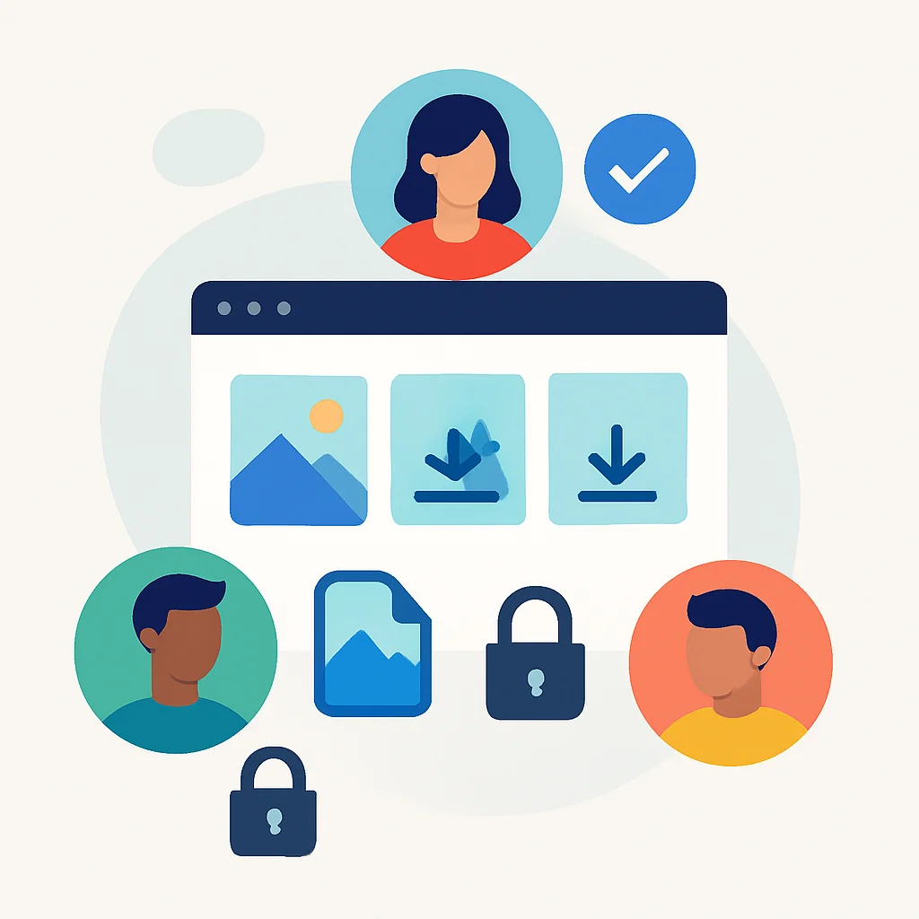 An illustration showing three user roles with different leve