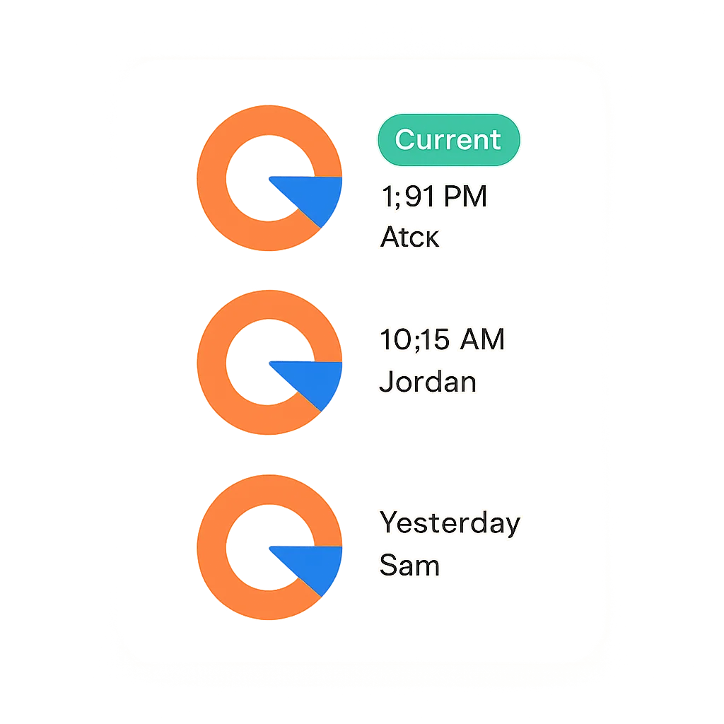 A version history timeline showing 3 versions of a logo stac